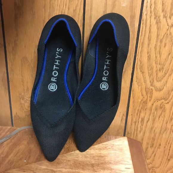 Women's Shoes ROTHY"S Black The Point Retired Honeycomb In Flats - Picture 6 of 9